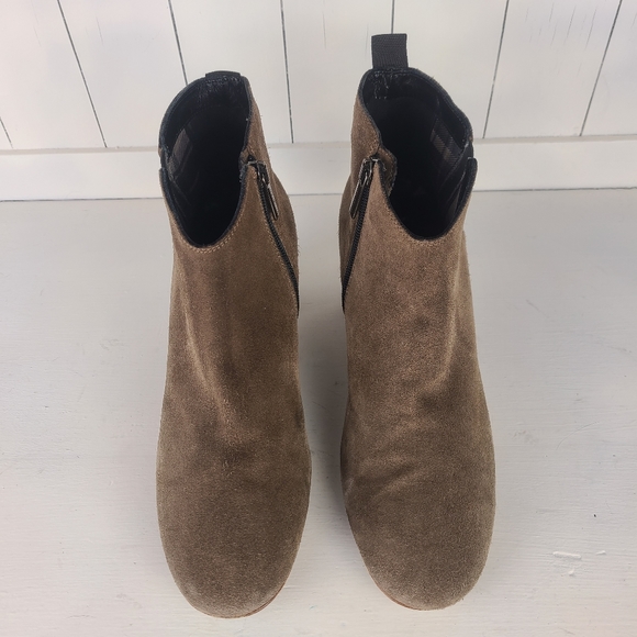 Aquatalia Suede Ankle Boots Side-Zip Booties - Taupe - Picture 7 of 15